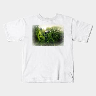 Great Blue Heron Flying Past the Trees Above Trojan Pond Kids T-Shirt